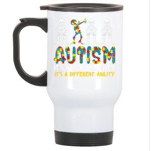 Autism Awerness Skeleton Dabbing Autistic Awareness Gift Stainless Steel Travel Mug