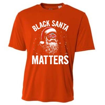 African American Santa Claus Christmas Pajama And Gift Cooling Performance Crew T-Shirt