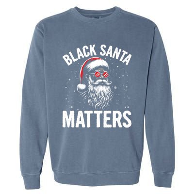 African American Santa Claus Christmas Pajama And Gift Garment-Dyed Sweatshirt