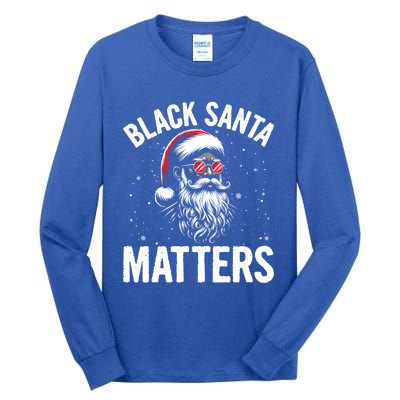 African American Santa Claus Christmas Pajama And Gift Tall Long Sleeve T-Shirt