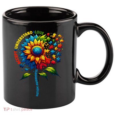Autism Awareness Sunflower Autism Sunflower 11oz C Handle Ceramic Mug