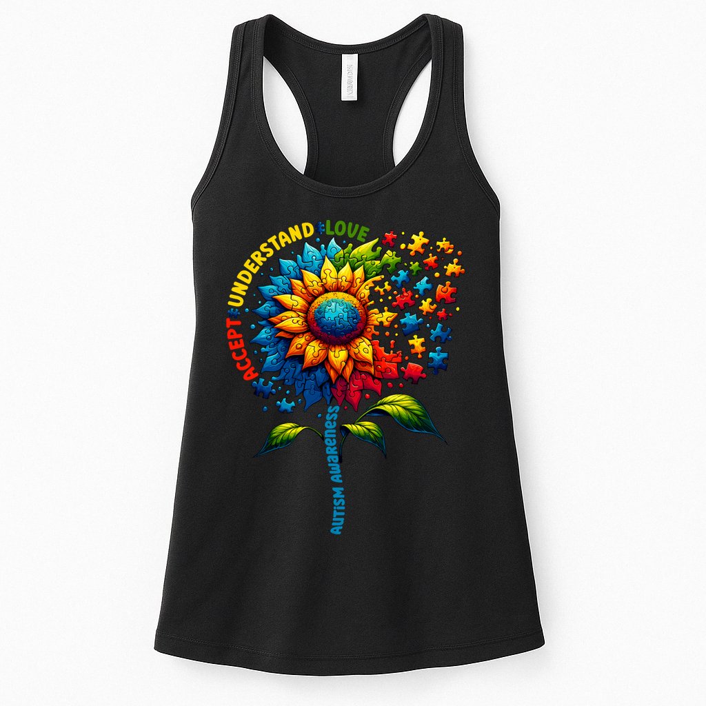 Autism Awareness Sunflower Autism Sunflower Womens Tank Top