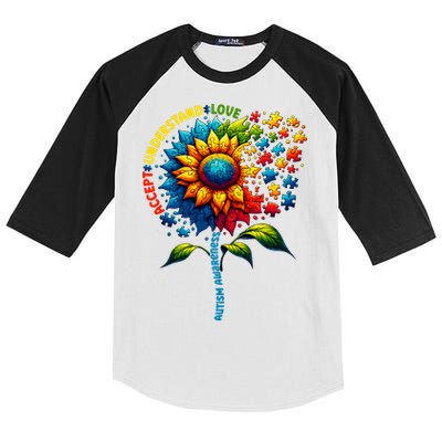 Autism Awareness Sunflower Autism Sunflower Kids Colorblock Raglan Jersey