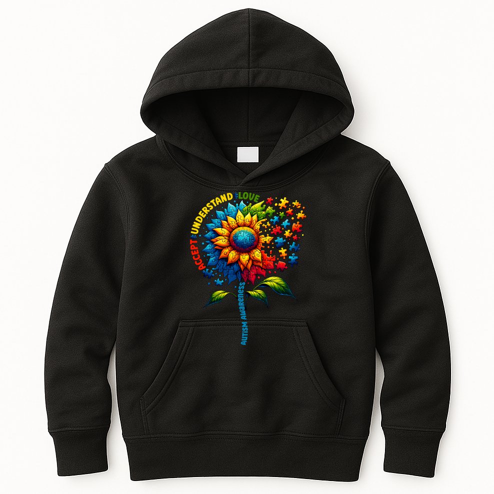 Autism Awareness Sunflower Autism Sunflower Kids Hoodie