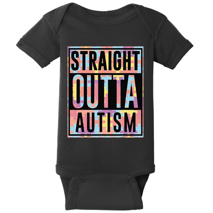 Autism Awarenesss Straight Outta Autism Gift Baby Bodysuit