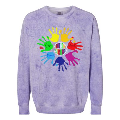 Autism Awareness Sign Language Hand Puzzle Support Colorblast Crewneck Sweatshirt