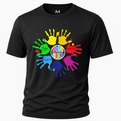 Autism Awareness Sign Language Hand Puzzle Support Cooling Performance Crew T-Shirt