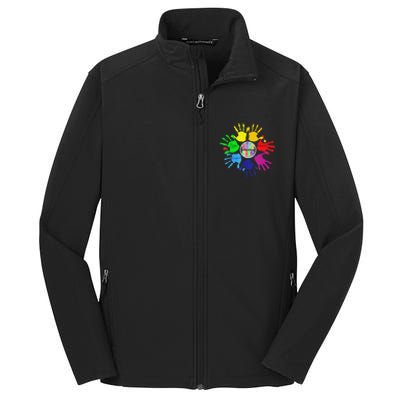 Autism Awareness Sign Language Hand Puzzle Support Core Soft Shell Jacket