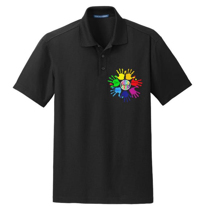 Autism Awareness Sign Language Hand Puzzle Support Dry Zone Grid Polo