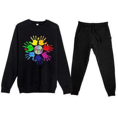 Autism Awareness Sign Language Hand Puzzle Support Premium Crewneck Sweatsuit Set