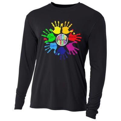 Autism Awareness Sign Language Hand Puzzle Support Cooling Performance Long Sleeve Crew