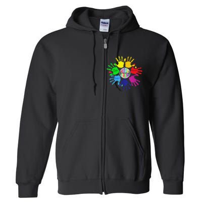 Autism Awareness Sign Language Hand Puzzle Support Full Zip Hoodie