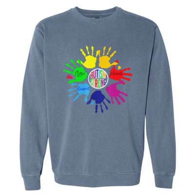 Autism Awareness Sign Language Hand Puzzle Support Garment-Dyed Sweatshirt