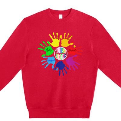 Autism Awareness Sign Language Hand Puzzle Support Premium Crewneck Sweatshirt