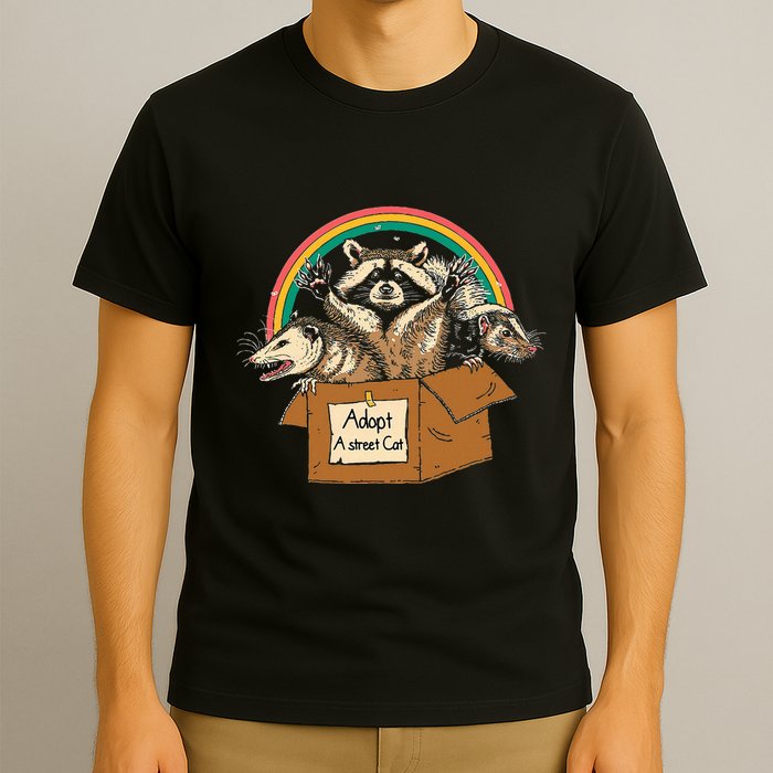 Adopt A S.T.R.E.E.T Cat Funny Opossum Raccoon Skunk Vintage T-Shirt
