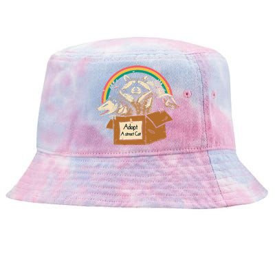 Adopt A S.T.R.E.E.T Cat Funny Opossum Raccoon Skunk Vintage Tie-Dyed Bucket Hat