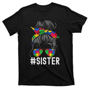 Autism Awareness Sister funny Puzzle Piece T-Shirt