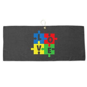 Autism Awareness Support Mom Dad Love Large Microfiber Waffle Golf Towel