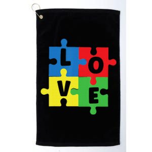 Autism Awareness Support Mom Dad Love Platinum Collection Golf Towel