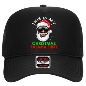 African American Santa Claus Christmas Pajama High Crown Mesh Back Trucker Hat