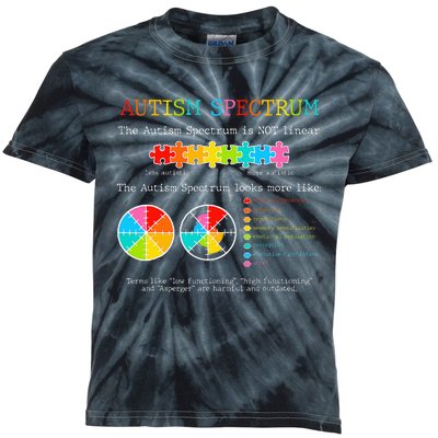 Autism Awareness Spectrum Is Not Linear Autistic Pride Ash Kids Tie-Dye T-Shirt