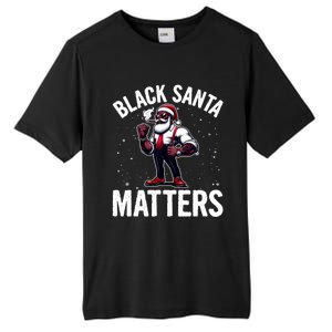 African American Santa Claus Christmas Pajama And Meaningful Gift Tall Fusion ChromaSoft Performance T-Shirt