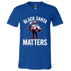 African American Santa Claus Christmas Pajama And Meaningful Gift V-Neck T-Shirt