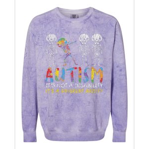 Autism Awerness Skeleton Dabbing Autistic Awareness Colorblast Crewneck Sweatshirt