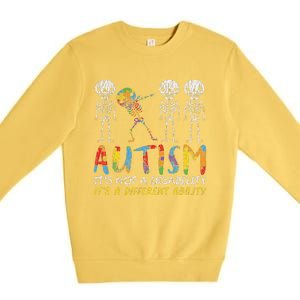 Autism Awerness Skeleton Dabbing Autistic Awareness Premium Crewneck Sweatshirt