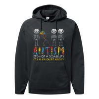 Autism Awerness Skeleton Dabbing Autistic Awareness Performance Fleece Hoodie