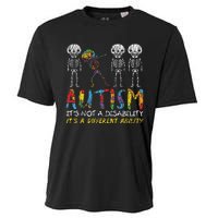 Autism Awerness Skeleton Dabbing Autistic Awareness Cooling Performance Crew T-Shirt