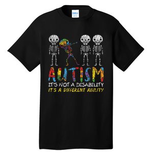 Autism Awerness Skeleton Dabbing Autistic Awareness Tall T-Shirt