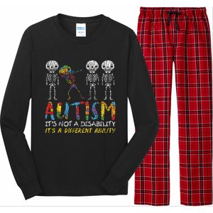 Autism Awerness Skeleton Dabbing Autistic Awareness Long Sleeve Pajama Set