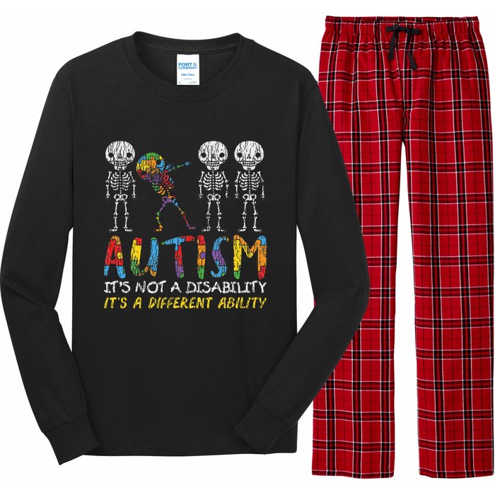 Autism Awerness Skeleton Dabbing Autistic Awareness Long Sleeve Pajama Set