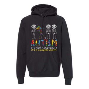 Autism Awerness Skeleton Dabbing Autistic Awareness Premium Hoodie