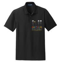 Autism Awerness Skeleton Dabbing Autistic Awareness Dry Zone Grid Polo