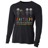 Autism Awerness Skeleton Dabbing Autistic Awareness Cooling Performance Long Sleeve Crew