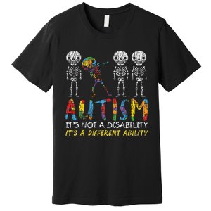 Autism Awerness Skeleton Dabbing Autistic Awareness Premium T-Shirt