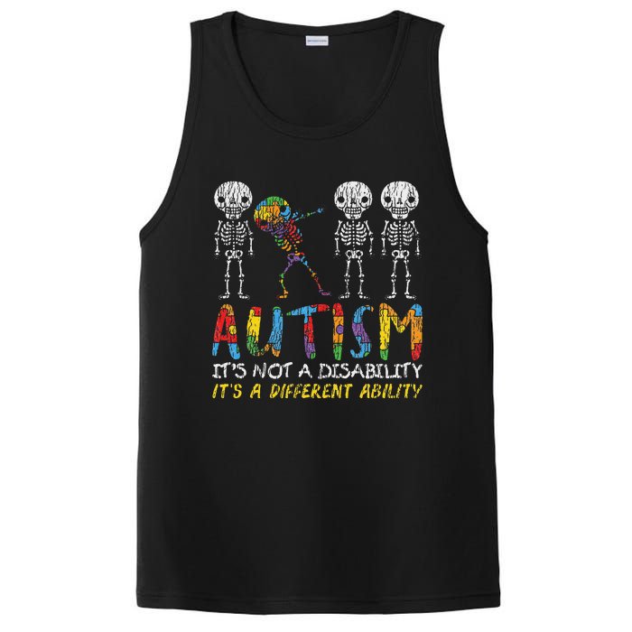 Autism Awerness Skeleton Dabbing Autistic Awareness PosiCharge Competitor Tank