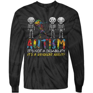 Autism Awerness Skeleton Dabbing Autistic Awareness Tie-Dye Long Sleeve Shirt