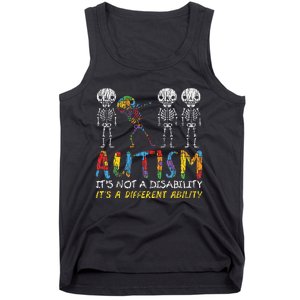 Autism Awerness Skeleton Dabbing Autistic Awareness Tank Top