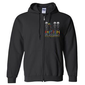 Autism Awerness Skeleton Dabbing Autistic Awareness Full Zip Hoodie