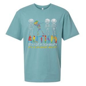 Autism Awerness Skeleton Dabbing Autistic Awareness Sueded Cloud Jersey T-Shirt