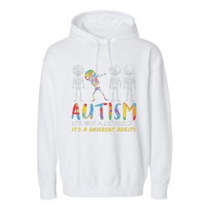 Autism Awerness Skeleton Dabbing Autistic Awareness Garment-Dyed Fleece Hoodie