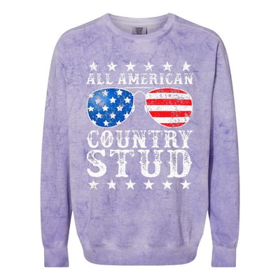 All American Stud Boy Country 4th Of July Usa Colorblast Crewneck Sweatshirt