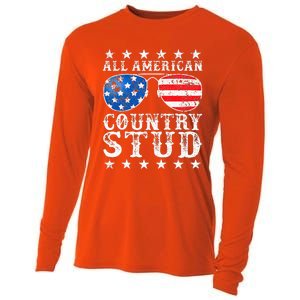 All American Stud Boy Country 4th Of July Usa Cooling Performance Long Sleeve Crew