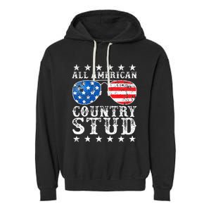 All American Stud Boy Country 4th Of July Usa Garment-Dyed Fleece Hoodie