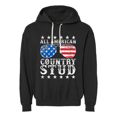 All American Stud Boy Country 4th Of July Usa Garment-Dyed Fleece Hoodie