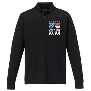 All American Stud Boy Country 4th Of July Usa Performance Long Sleeve Polo