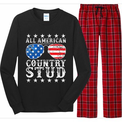 All American Stud Boy Country 4th Of July Usa Long Sleeve Pajama Set